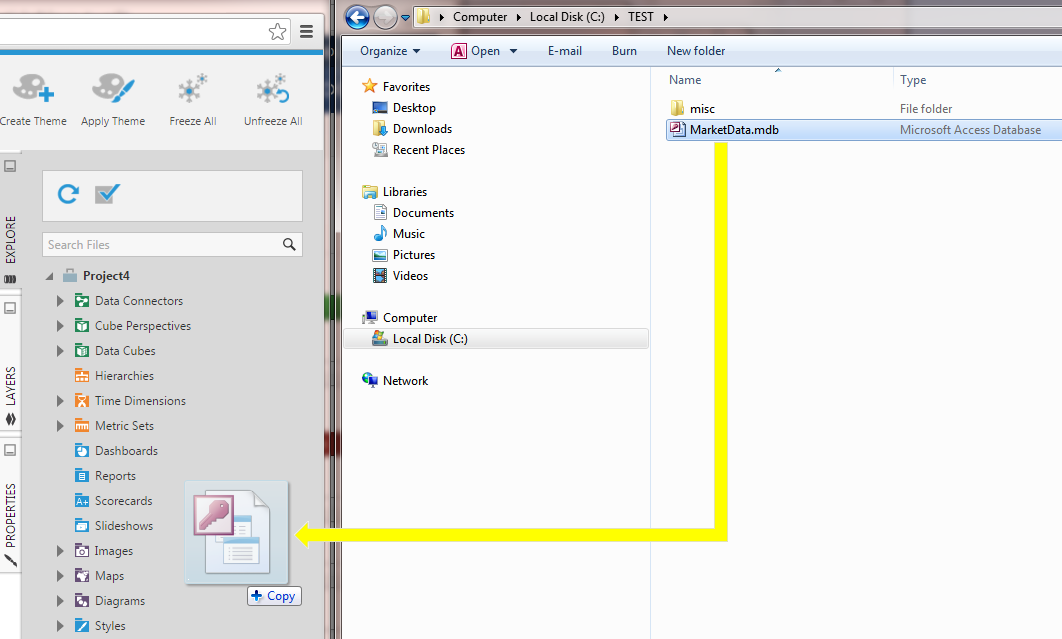 Drag Access database file to Explore