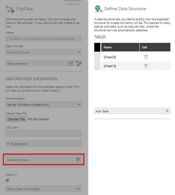 Select Define Structure