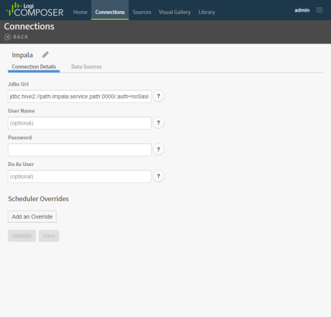 Use this work area to add connection information for your data source