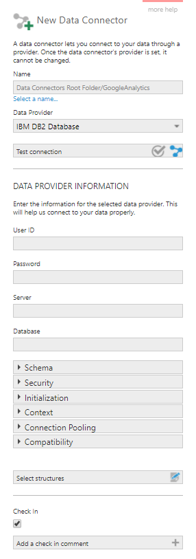 Create a new data connector for IBM DB2 Database