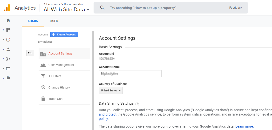 Google Analytics account