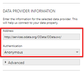 Set the address and authentication method