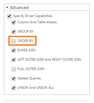 Uncheck ORDER BY