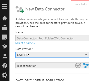 Selecting the XML File data provider