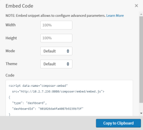 embed code dialog