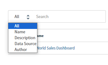 use this search box to find specific dashboards