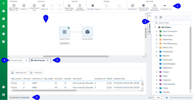 Use the data cube desinger work area to create and edit your data cubes