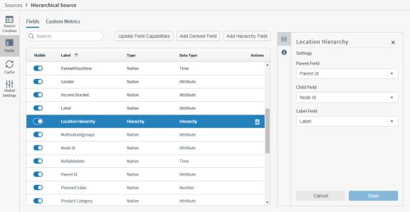 Update or delete hierarchy fields here