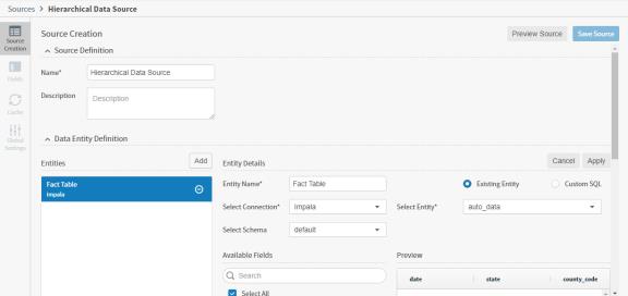 create your hierarchical data source using this work area