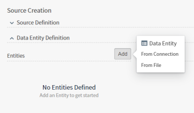 use this work area to add data entities to your source