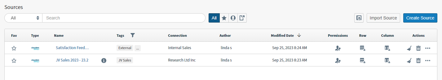 Use this work area to create, import, and edit data sources.