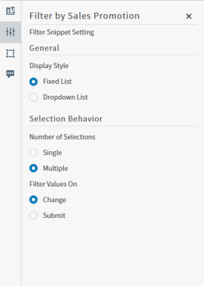 Use this work area to define filter snippet options