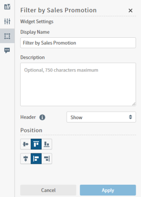 Use this work area to define widget settings