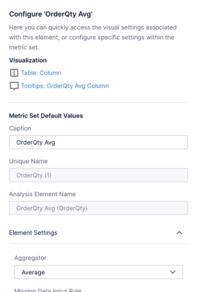 Measure Options for a Metric Set > Accessing Full Set of Measure Options