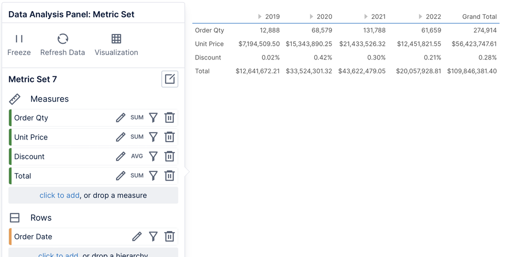 More Tools > Transposed Metric Set