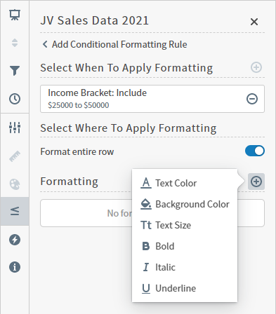 define the formatting to apply to your selected attribute