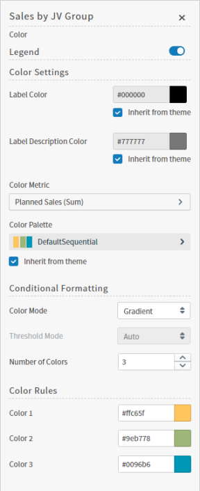 define the color settings for this visual