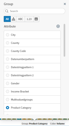 select a group attribute for the visual