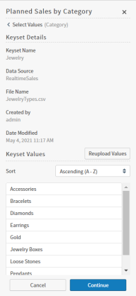 Review and edit your keyset values