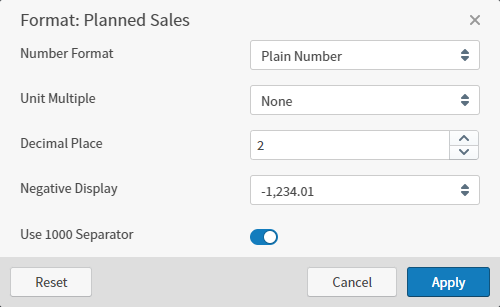 select formatting options in the format work area