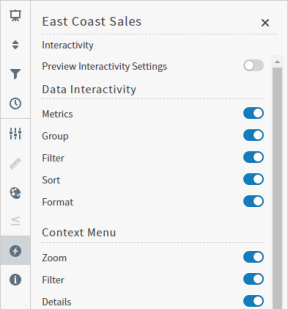 use to define interactive options for your visuals