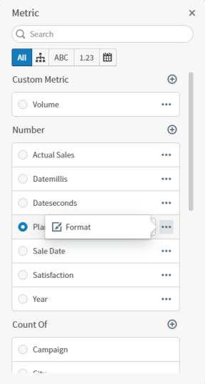 Select Format to format a numeric attribute